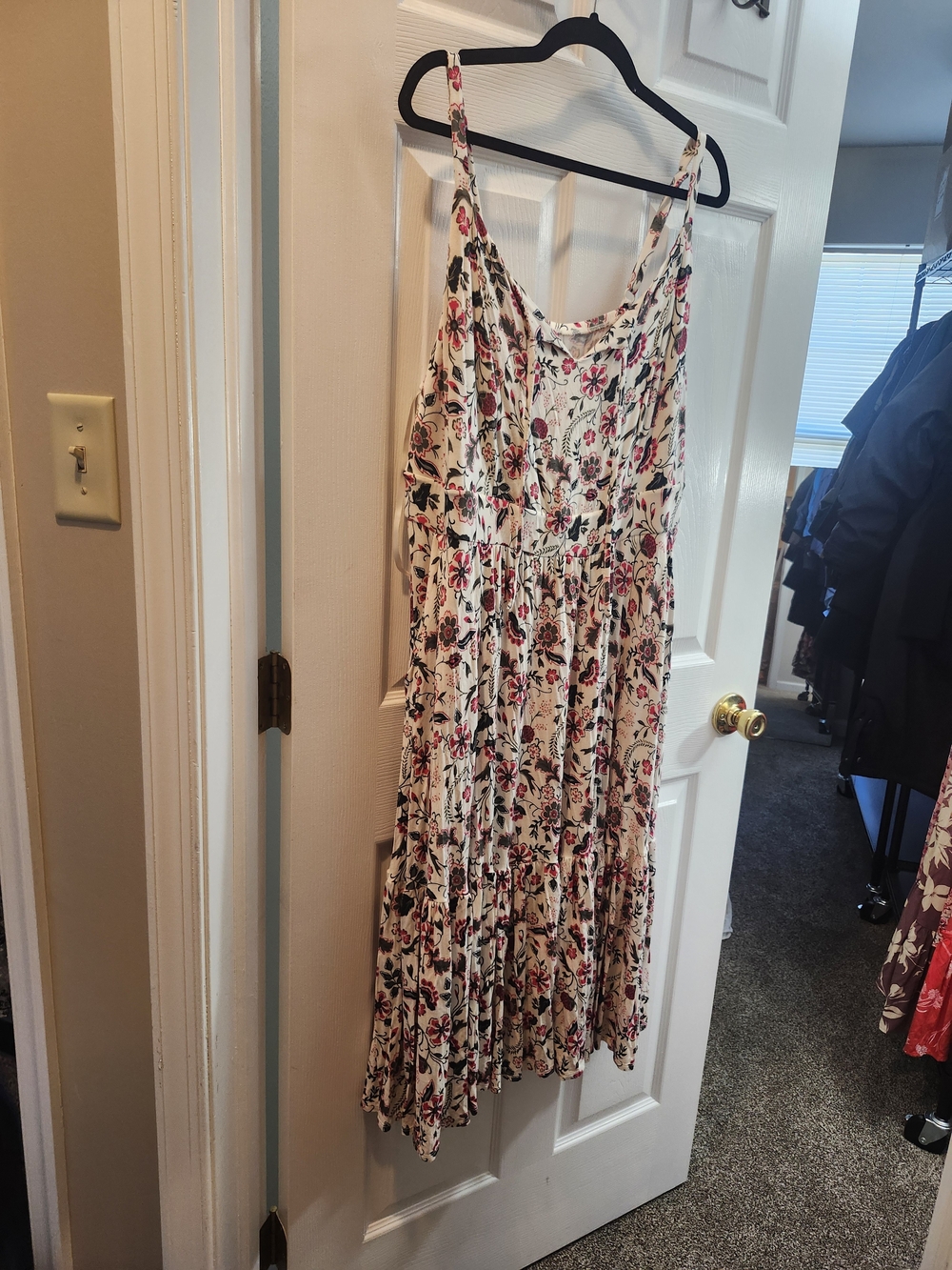 torrid Cream Midi Dress with Pink & Black Floral Print, Torrid 3 = 3X